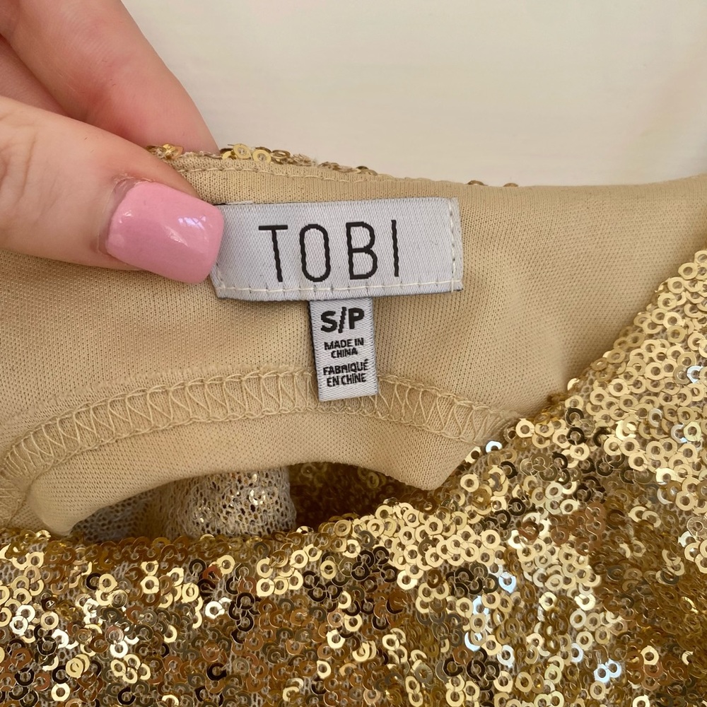 Tobi Tierra Gold Sequin Skater Dress View 3